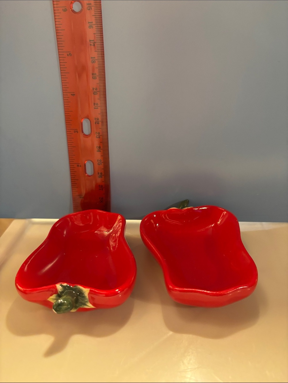 Red Ceramic Pepper-Shaped Serving Dishes - Set of 2